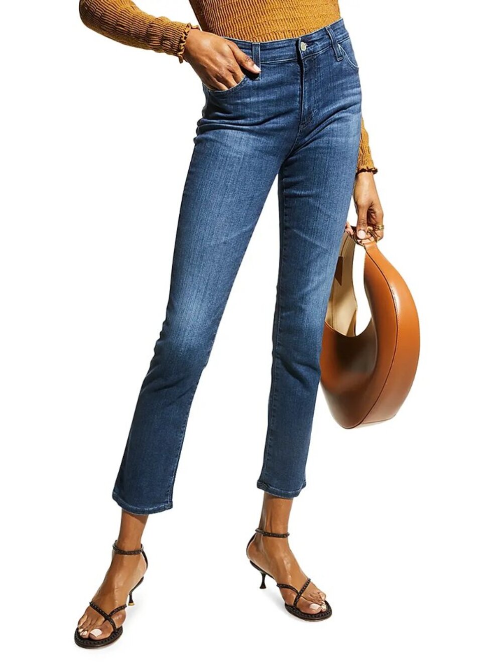 AG Adriano Goldschmied The Prima Mid Rise Cigarette Crop Jean Dark Wash Size 32